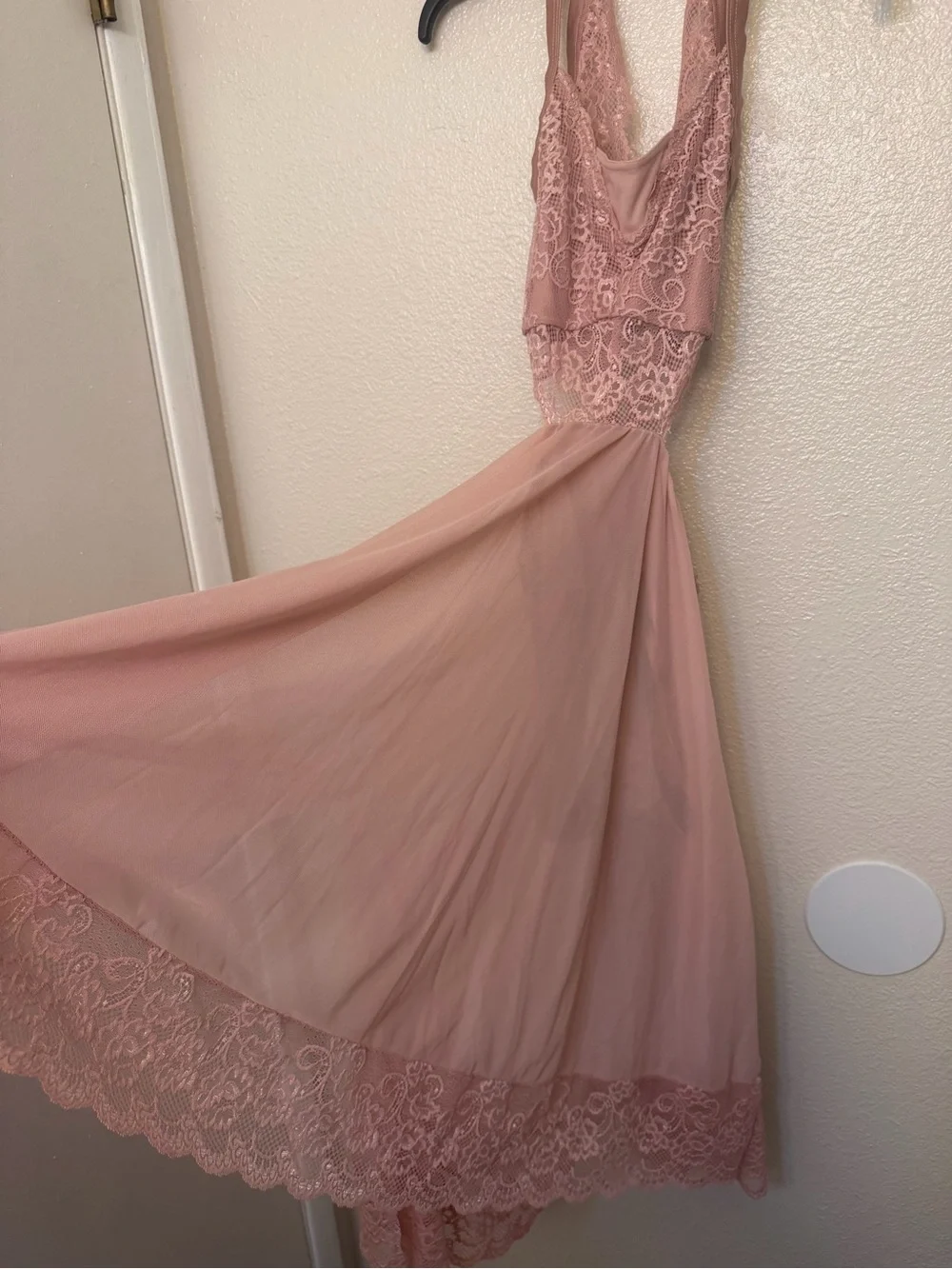WEISSMAN Dance blush pink lyrical contemporary lace slip dres Jealous D11787 SA